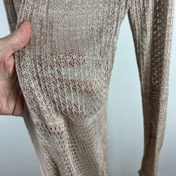 WHBM Open Front Metallic Knit Long Duster Cardigan Sweater M Long Sleeve - Picture 4 of 12